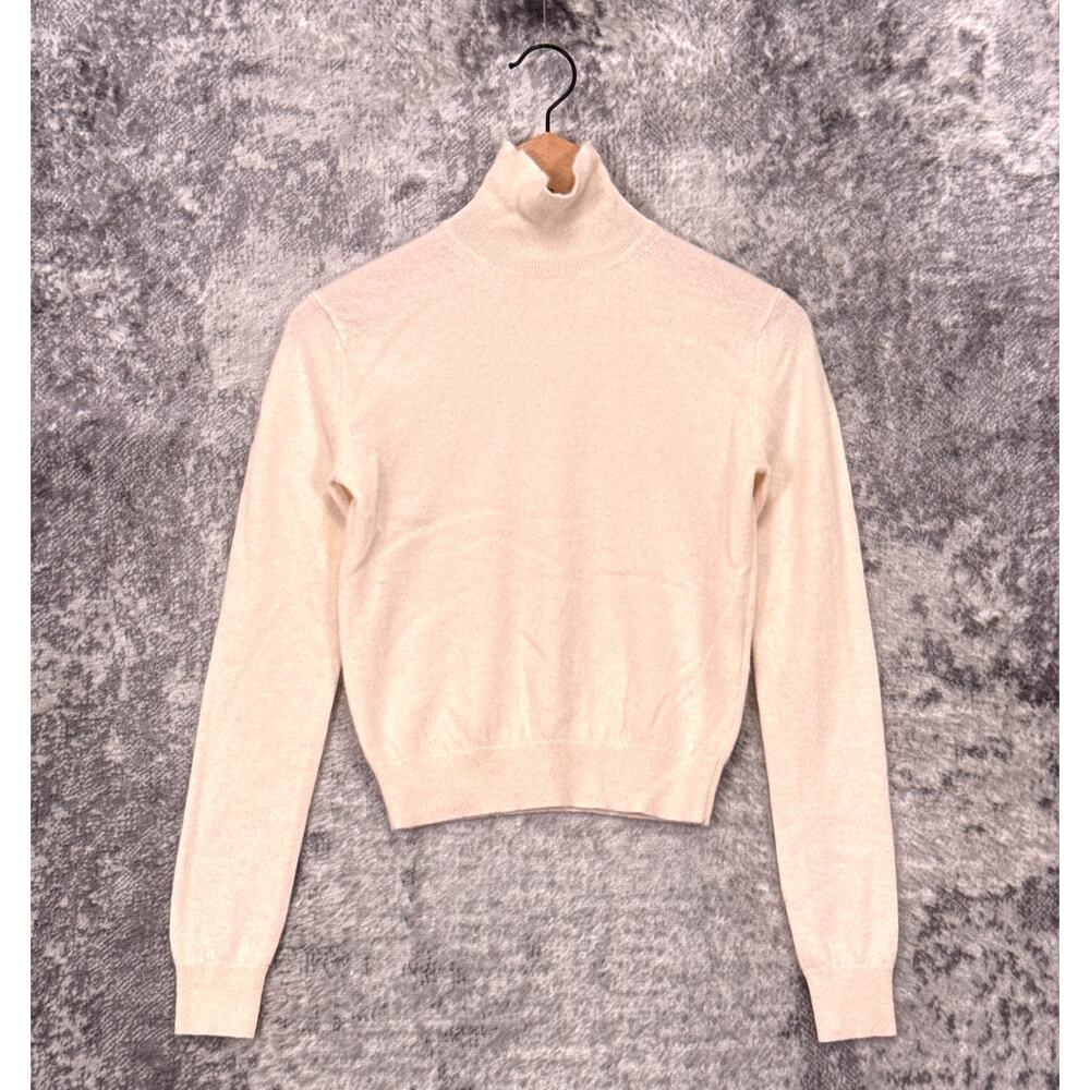 Aritzia 100% Cashmere Sweater 2XS Womens Turtleneck Crop Cream